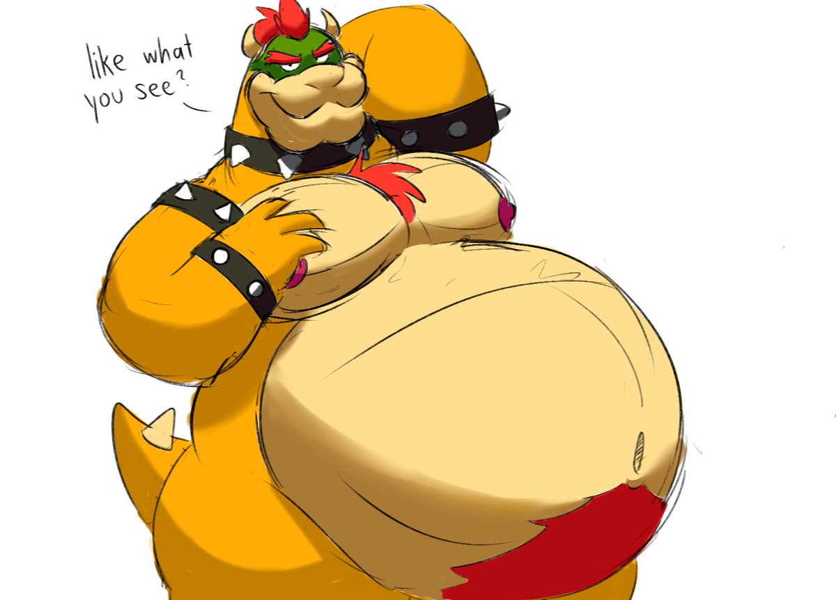 2021 anthro armband belly belly_hair belly_tuft big_belly body_hair bowser bracelet breasts chest_hair chest_tuft collar dialogue dragon hair hand_behind_head hand_on_breast hand_on_moob horn jewelry koopa looking_at_viewer male mario_bros moobs mouth_closed navel nintendo nipples nude obese obese_anthro obese_male overweight overweight_anthro overweight_male pose praceph red_hair scalie smile smiling_at_viewer solo spiked_armband spiked_bracelet spiked_collar spiked_tail spikes spikes_(anatomy) standing talking_to_viewer text tuft video_games