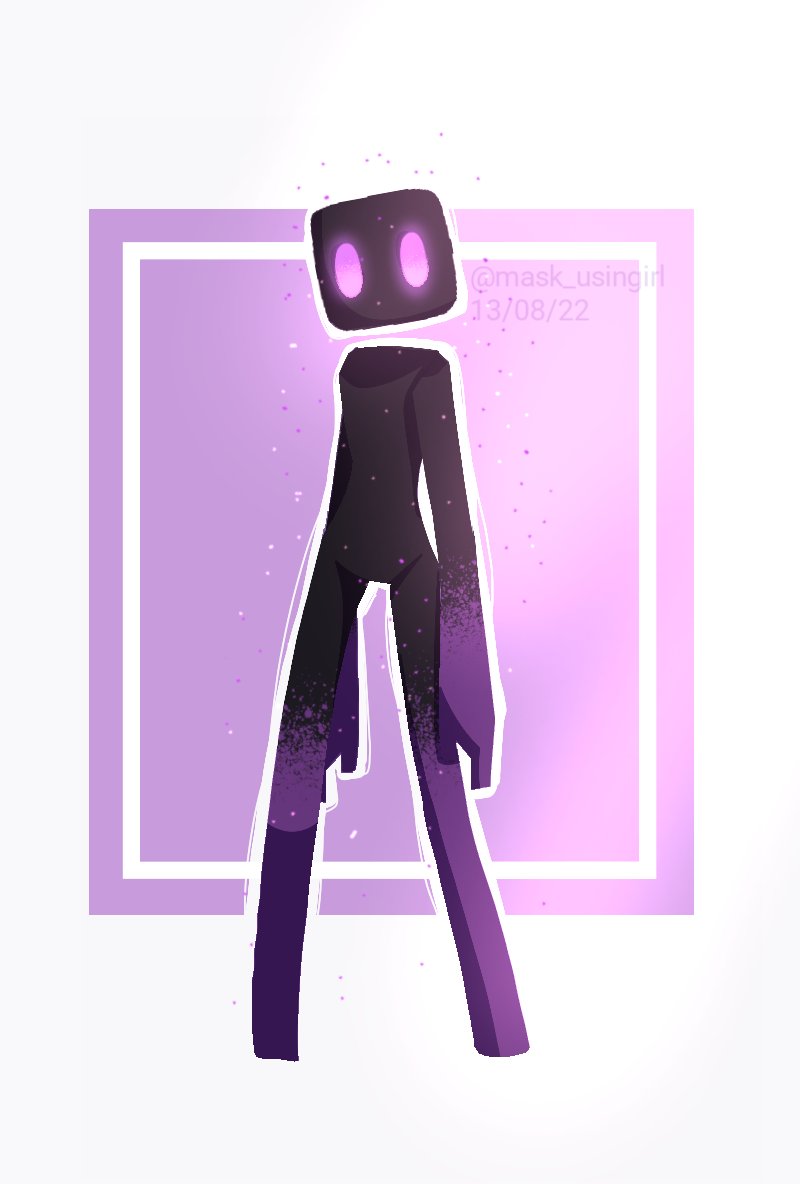 ambiguous_gender black_body black_skin enderman floating_head glistening glistening_eyes humanoid long_arms long_body long_legs maskusin microsoft minecraft mojang mouthless particles shadow_creature simple_background solo stains video_games xbox_game_studios