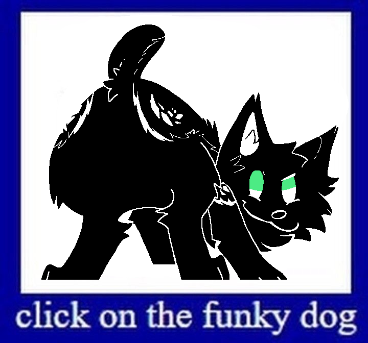 ambiguous_gender black_body black_fur butt canid canine canis click_on_the_funky_dog docked_tail english_text feral fur green_eyes jamsire lineless looking_at_viewer looking_back mammal markings presenting presenting_hindquarters raised_tail short_tail smug solo spooksey_(jamsire) text white_markings wolf
