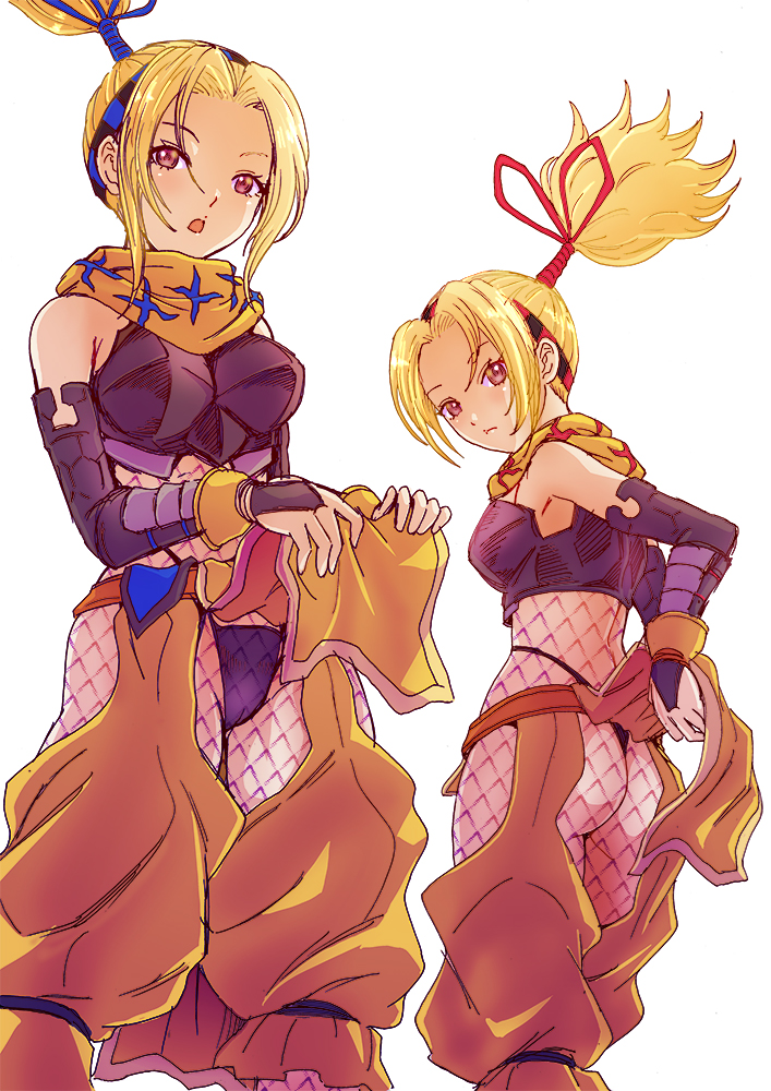 2girls armor ass blonde_hair fishnets multiple_girls overlord_(maruyama) rurukichi siblings tina_grenville twins