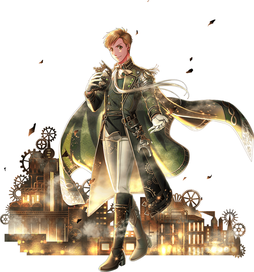 1boy alphonse_elric armor ascot bangs belt belt_chain black_belt black_coat blonde_hair boots brown_footwear building buttons cape chain closed_mouth clothes_lift coat crossover crown double-breasted factory flamel_symbol full_body fullmetal_alchemist gear_print gears gem gloves gold_trim green_gemstone holding holding_crown industrial_pipe knee_boots lens_flare light_particles loincloth looking_at_viewer m/g male_focus official_art outstretched_hand pants patterned_clothing pauldrons shiny shiny_hair shoulder_armor single_pauldron smile spikes standing steam swept_bangs tassel tower transparent_background white_ascot white_gloves white_pants wing_collar yellow_eyes yume_oukoku_to_nemureru_100-nin_no_ouji-sama