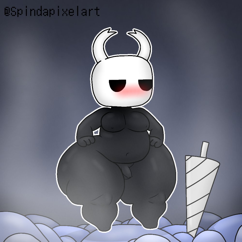 1:1 2022 anthro axoarts balls belly biped black_body blush flaccid foreskin front_view genitals grey_background hands_on_hips hollow_knight huge_thighs male melee_weapon moobs mouthless nail_(weapon) narrowed_eyes navel nude penis protagonist_(hollow_knight) short_stack simple_background small_penis solo standing team_cherry thick_thighs unretracted_foreskin vessel_(species) video_games weapon wide_hips