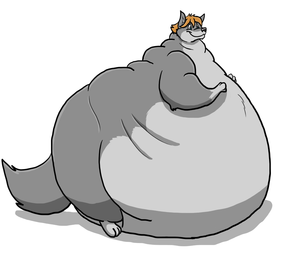 2011 belly big_belly canid canine canis feral fur grey_body grey_fur hair hector_(hectorthewolf) hectorthewolf immobile male mammal morbidly_obese morbidly_obese_feral morbidly_obese_male mouth_closed nude obese obese_feral obese_male overweight overweight_feral overweight_male paws resting_on_belly side_view sitting smile solo wide_eyed wolf