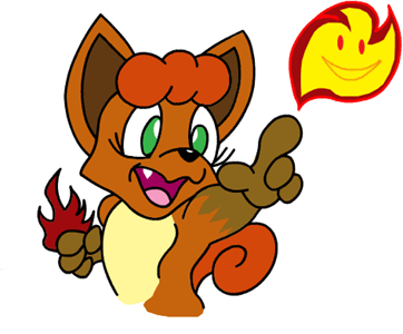 anthro canid canine digital_drawing_(artwork) digital_media_(artwork) fangs female fire fox generation_1_pokemon green_eyes hair low_res mammal nintendo open_mouth pokemon pokemon_(species) reddragonkan short_hair solo video_games vulpix