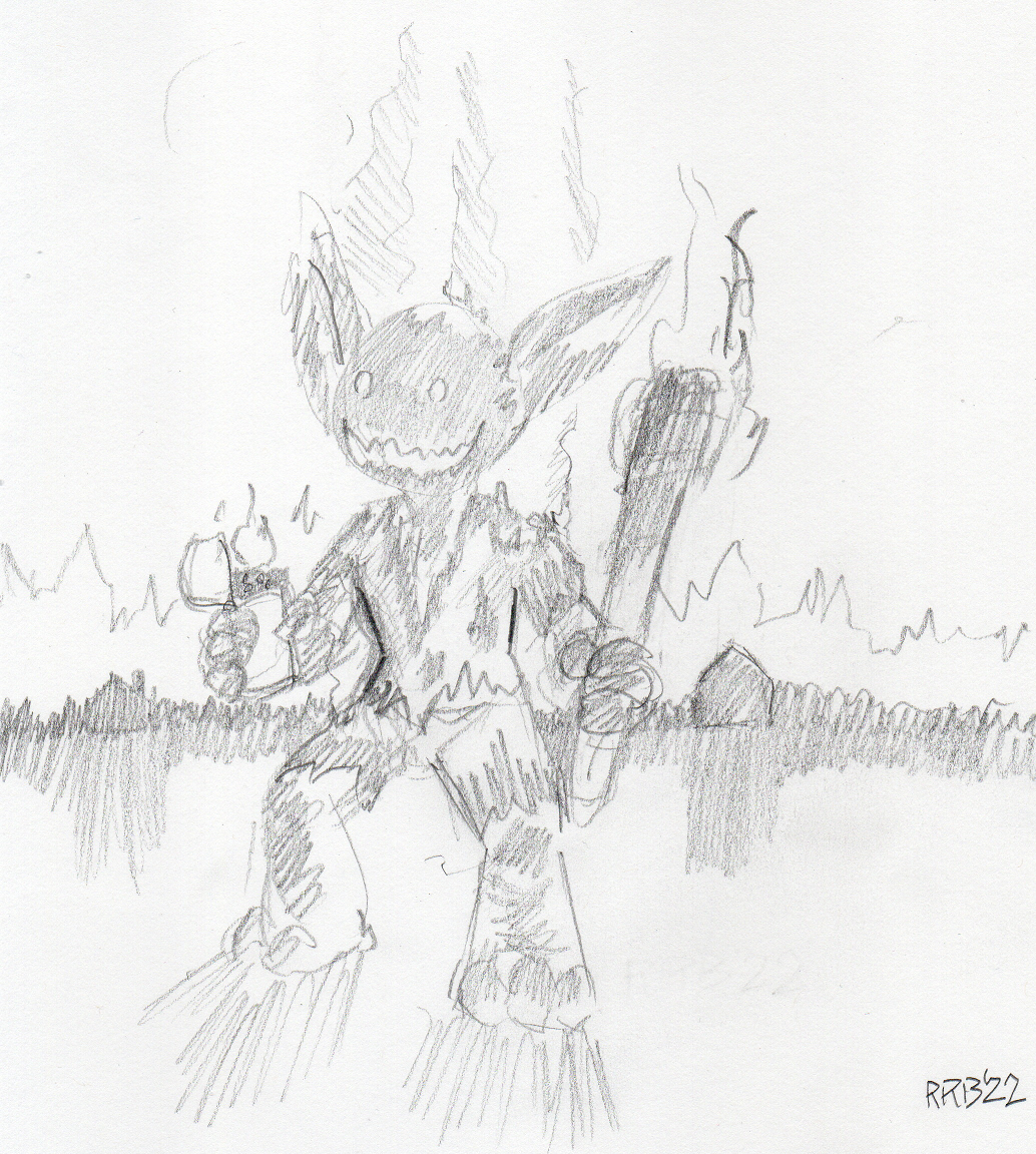 charred fire goblin gobtober gobtober_2022 humanoid run_rabbit_bounce
