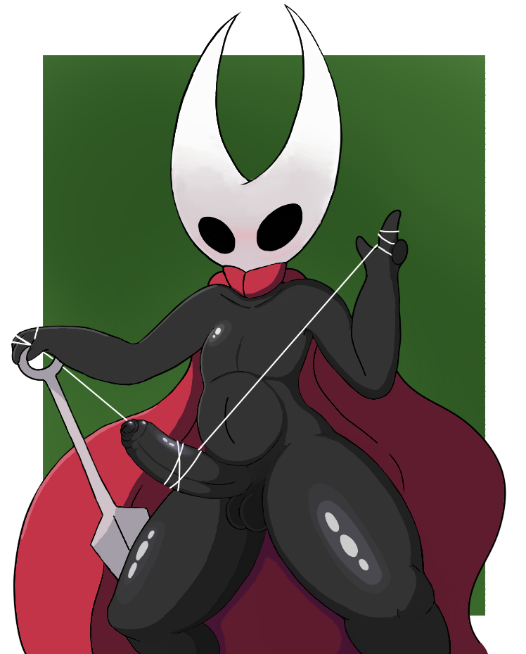 arthropod balls black_body cape clothing crossgender genitals hollow_knight horn hornet_(hollow_knight) humanoid male needle_(disambiguation) penis poraka7 solo string team_cherry thick_thighs video_games