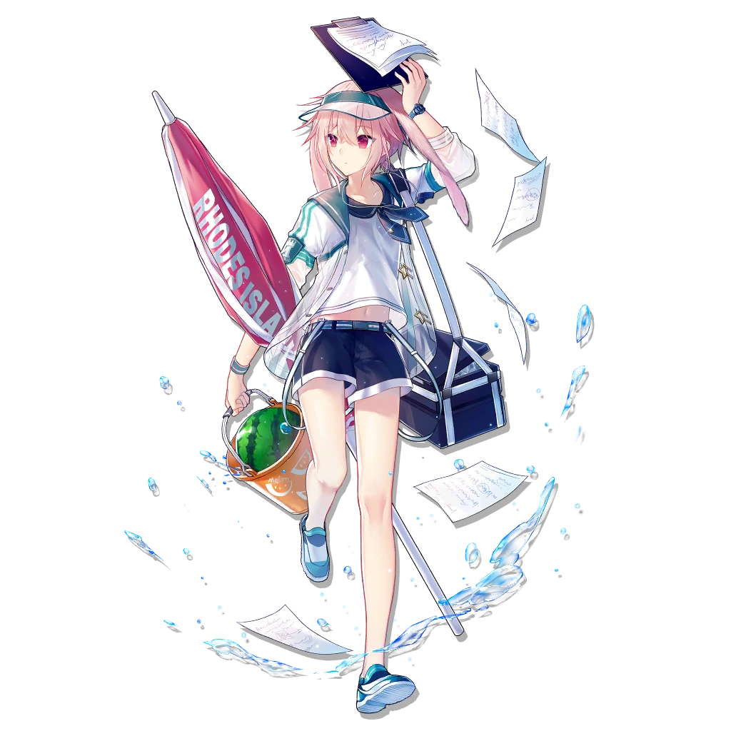 1boy animal_ears ansel_(arknights) ansel_(casual_vacation)_(arknights) arknights artist_request bangs beach_chair beach_umbrella blue_sailor_collar blue_shorts blush bucket clipboard commentary_request crossed_bangs cup drinking_straw flower food fruit full_body hair_flower hair_ornament hat hat_removed headwear_removed hibiscus holding holding_cup looking_at_viewer male_focus navel non-web_source official_art otoko_no_ko pen rabbit_boy rabbit_ears sailor_collar sand seashell shell shorts sitting smile solo source_request star_(symbol) sweat tropical_drink umbrella visor_cap watermelon whistle whistle_around_neck yellow_flower