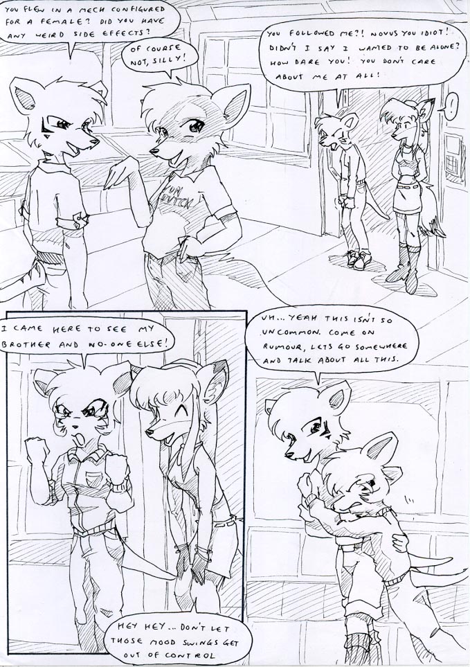 angry anthro black_and_white bodily_fluids boots border bottomwear brother brother_and_sister calming_down canid canine clothing comforting comic dasyuromorph dialogue dipstick_ears dipstick_tail door dot_eyes embrace english_text eyes_closed female footwear fox girly group hair hand_on_back hand_on_hip hand_on_own_hip hands_behind_back hug humor jacket keith_(kitfox-crimson) kitfox-crimson long_hair looking_at_another looking_at_partner looking_away looking_up male mammal markings marsupial monochrome mood_swing multicolored_ears novus_(kitfox-crimson) open_mouth outside_border pants pockets rena_(kitfox_crimson) rumour_(kitfox-krimson) screen shirt shoes sibling side_effects sister sketch skirt smile socks speech_bubble tail_markings tank_top tears text thylacine topwear