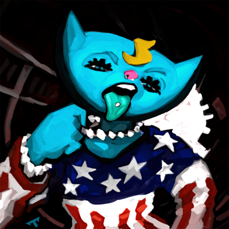 anthro chain_necklace cycadaacolyte domestic_cat felid feline felis female jewelry katy_kat mammal necklace piercing punk speedpaint stars_and_stripes tongue tongue_out tongue_piercing united_states_of_america