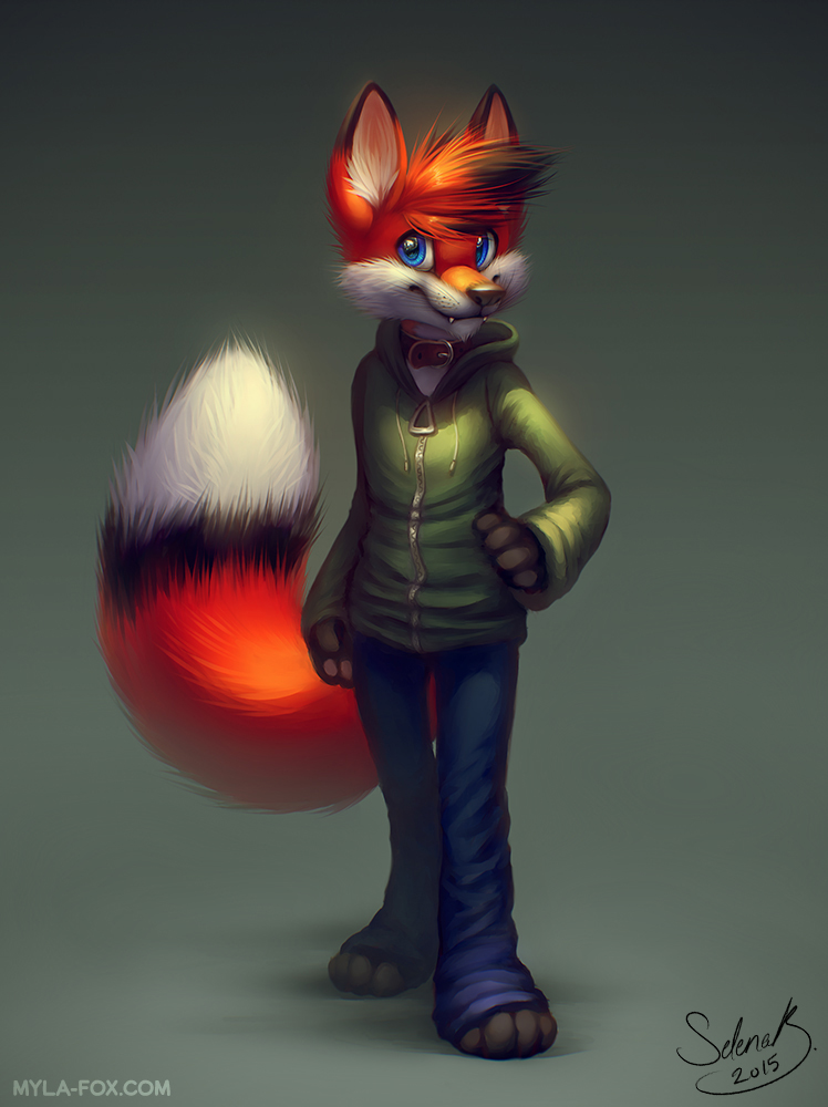2015 anthro black_body black_fur black_hair blue_bottomwear blue_clothing blue_pants bottomwear brown_collar canid canine cheek_tuft clothed clothing collar dated dipstick_tail facial_tuft fangs fox full-length_portrait fur glistening glistening_eyes green_clothing green_jacket green_topwear hair jacket looking_at_viewer male mammal markings multicolored_body multicolored_fur multicolored_hair mylafox pants portrait red_body red_fur red_hair signature simple_background solo standing tail_markings topwear tuft two_tone_hair white_body white_fur