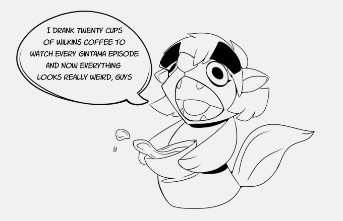 anthro beverage coffee coffee_mug dizzi_(sharkrags) female humor mammal mephitid muppet muppets parody sharkrags skunk solo wilkins_coffee