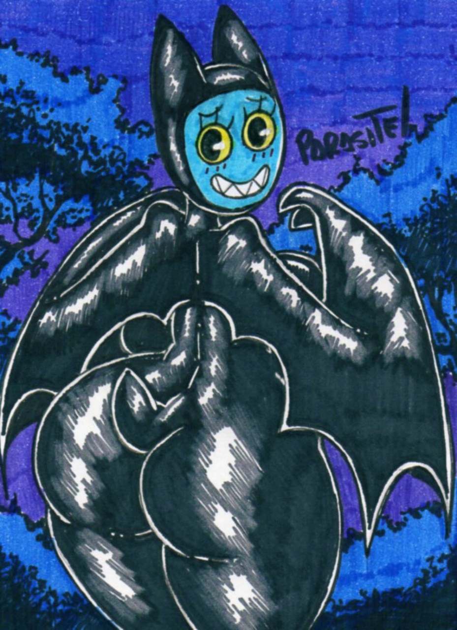 2020 adorabat aged_up alternate_form anthro back_boob big_breasts big_butt blue_body blue_fur breasts butt butt_focus cartoon_network chiropteran clothing curvy_figure cute_fangs female fur hi_res latex looking_at_viewer looking_back mammal mao_mao:_heroes_of_pure_heart marker_(artwork) nude outside parasitedeath portrait rubber rubber_clothing rubber_suit side_boob signature smile solo spread_wings standing teeth thick_thighs three-quarter_portrait traditional_media_(artwork) voluptuous wide_hips wings yellow_eyes