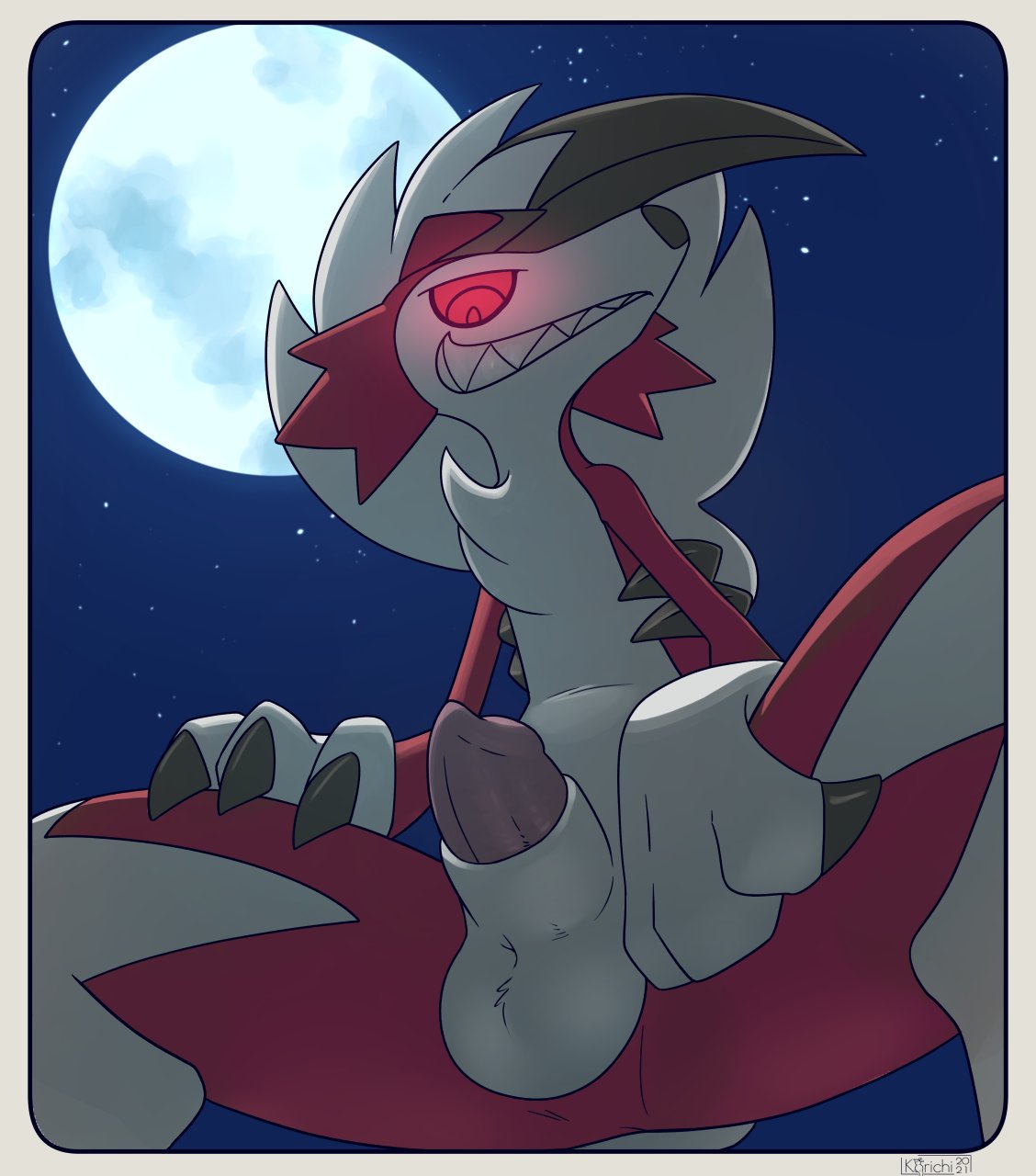 alternate_version_at_source animal_genitalia animal_penis balls canine_penis chest_tuft claws crouching feral full_moon fur generation_7_pokemon genitals glowing glowing_eyes half-erect hi_res korichi looking_at_viewer low-angle_view lycanroc male midnight_lycanroc moon night night_sky nintendo outside penis penis_tip perenium pokemon pokemon_(species) red_body red_eyes red_fur red_sclera sheath smile solo tuft video_games white_body white_fur worm's-eye_view