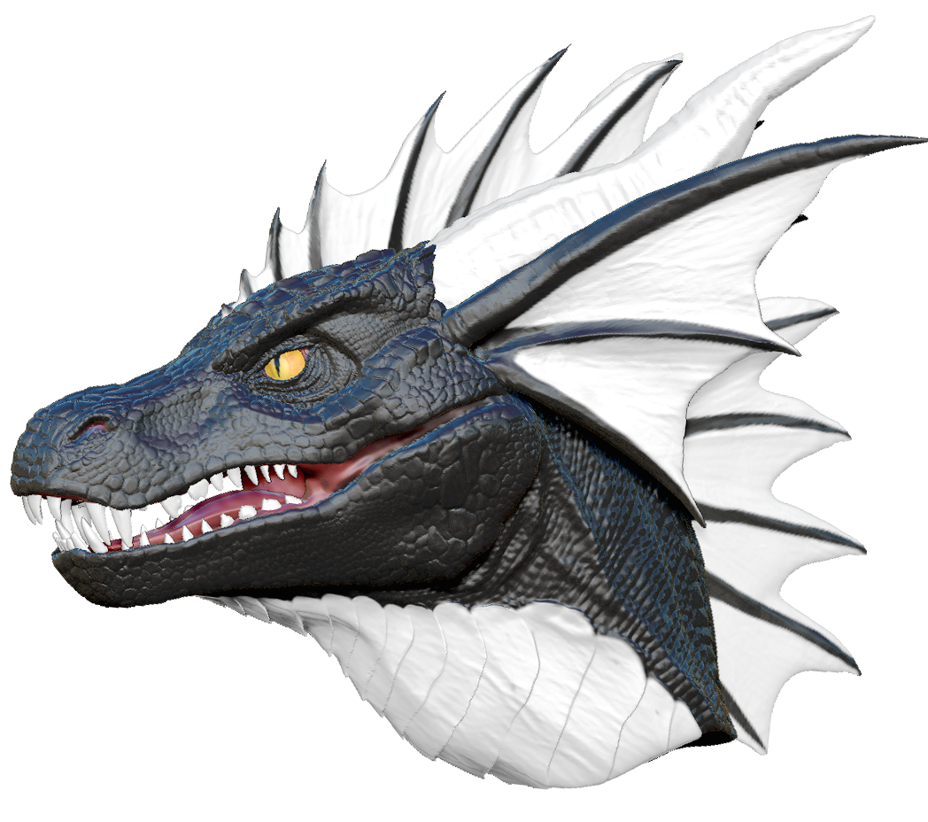 3d_(artwork) alpha_channel ambiguous_gender black_body black_scales digital_media_(artwork) dragon ear_frill fangs frill_(anatomy) head_crest head_frill horn khyaber open_mouth orange_eyes pupils red_tongue scales scalie simple_background slit_pupils solo tongue transparent_background unsigned white_frill white_horn yellow_eyes