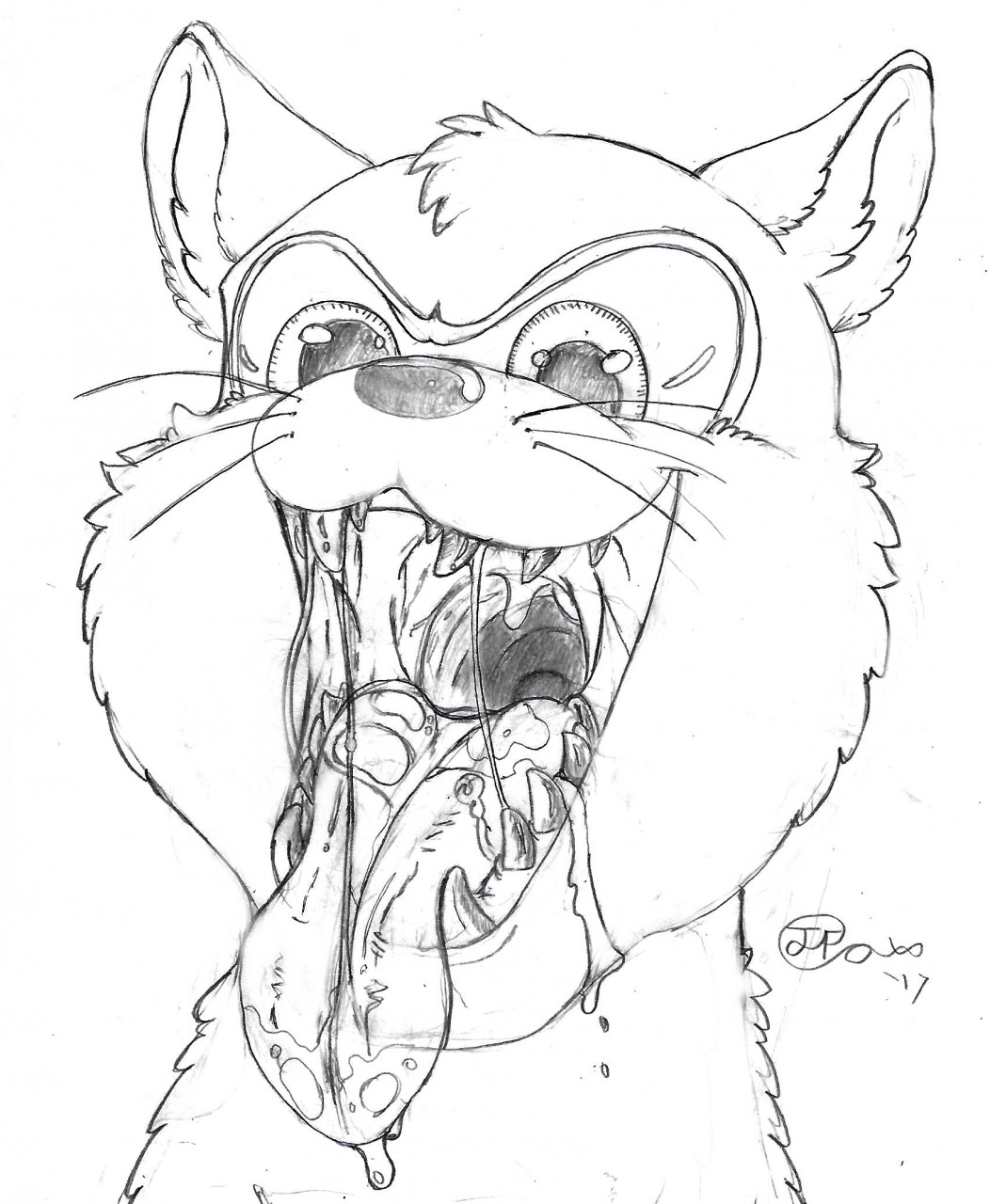 2017 bodily_fluids cuphead_(game) domestic_cat dripping drooling fangs felid feline felis feral fur headshot_portrait hi_res imminent_vore inner_ear_fluff jimfoxx looking_at_viewer male mammal open_mouth portrait saliva saliva_drip saliva_on_tongue saliva_string solo teeth tongue tongue_out tuft video_games whiskers wide_eyed