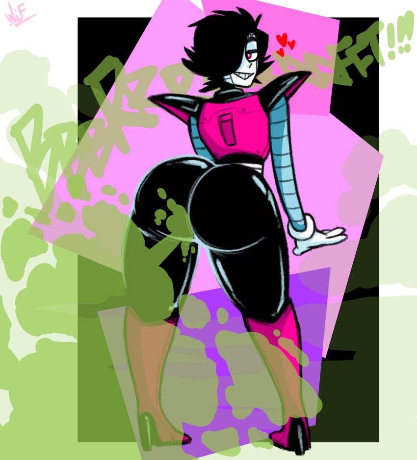 &lt;3 big_butt black_hair butt fart fart_cloud fart_fetish girly hair huge_butt humanoid looking_back machine male mettaton mettaton_ex onomatopoeia robot robot_humanoid solo sound_effects text undertale undertale_(series) video_games weirdisfun