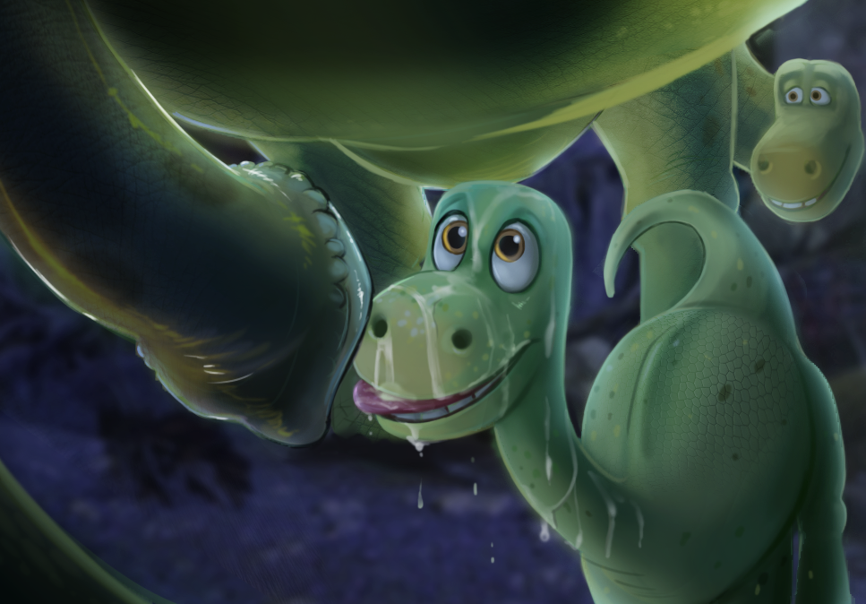 arlo_the_dinosaur bodily_fluids dinosaur disney duo father father_and_child father_and_son genitals incest_(lore) male male/male parent parent_and_child penis pixar poppa_henry reptile scalie son the_good_dinosaur wugi young