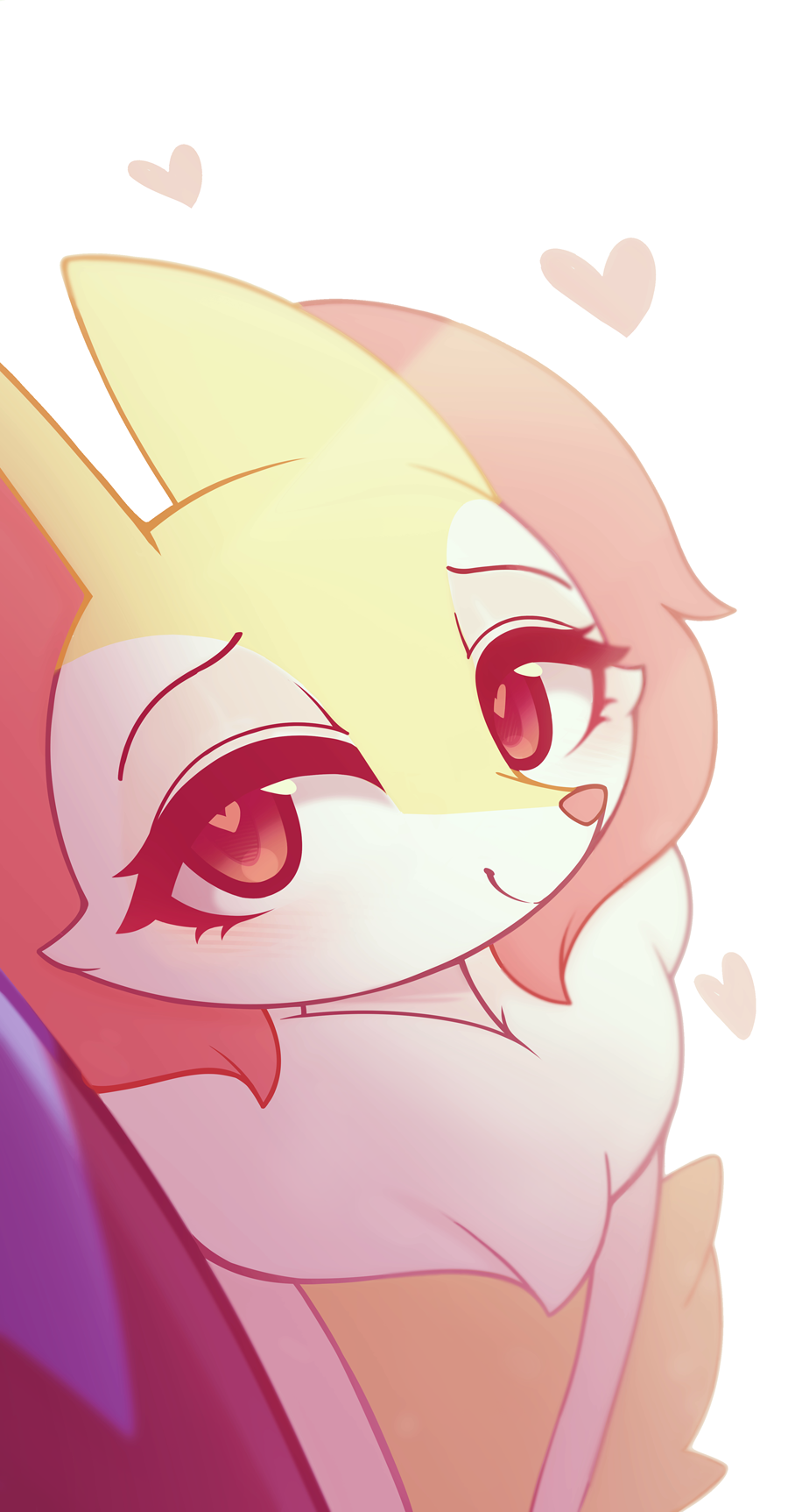 &lt;3 &lt;3_eyes 2022 anthro braixen canid canine cheek_tuft cute_expression daww eyelashes facial_tuft female fluffy_chest fur generation_6_pokemon hi_res inner_ear_fluff looking_at_viewer mammal nintendo offscreen_character pinkcappachino pokemon pokemon_(species) red_body red_fur simple_background smile snout solo standing thick_eyelashes tuft video_games white_background white_body white_fur