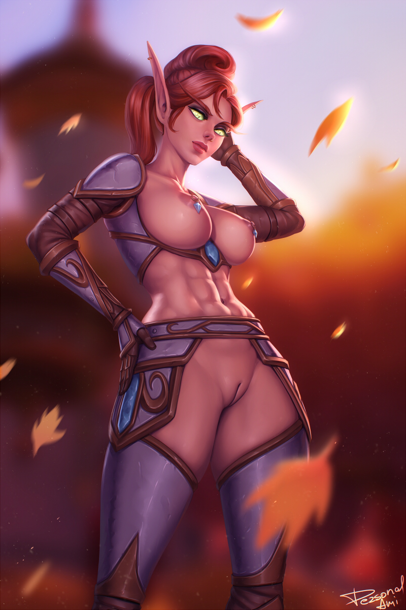 abs blizzard_entertainment blood_elf breasts elf female humanoid looking_at_viewer mammal nipple_piercing nipples not_furry personalami piercing pointy_ears solo video_games warcraft