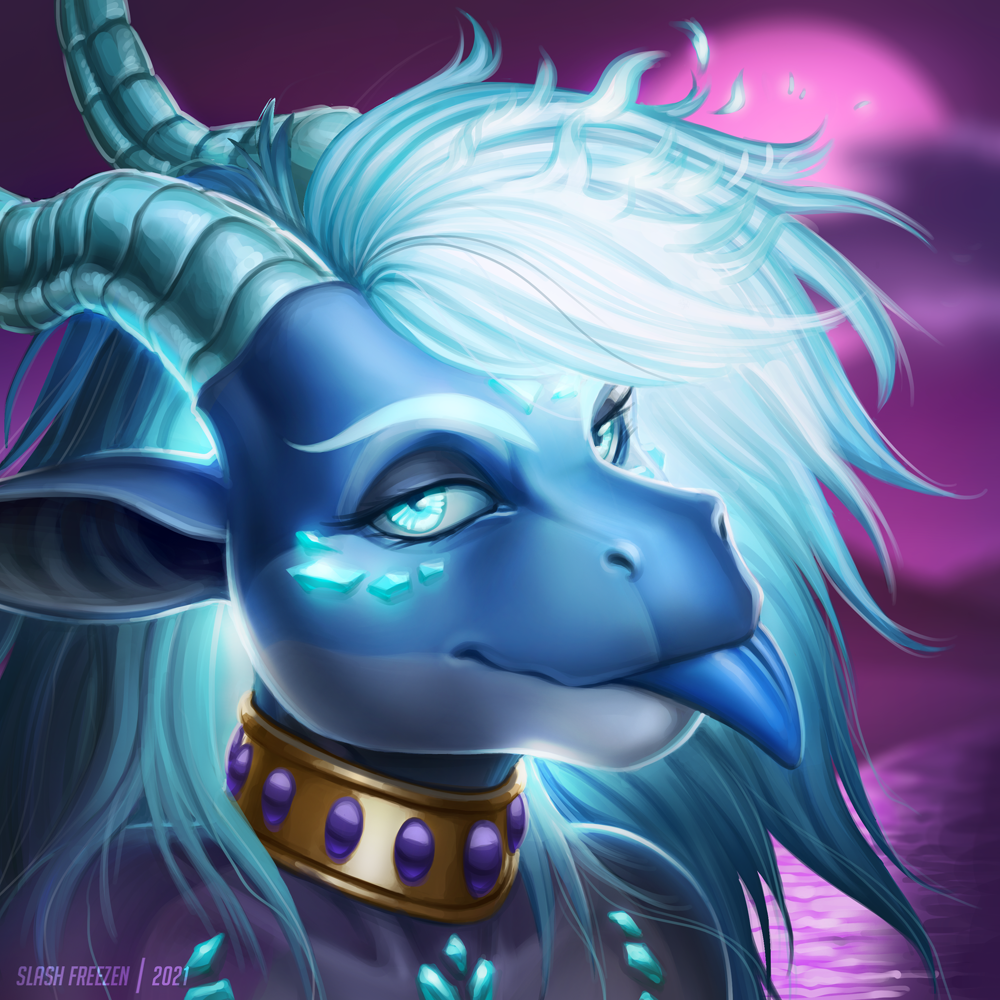 1:1 2021 anthro artist_name blep blue_body blue_ears blue_eyes blue_fire blue_hair blue_horn blue_tongue bust_portrait colored_fire dated dragon eyelashes female fire flaming_hair glistening glistening_eyes hair horn looking_at_viewer narrowed_eyes neckwear portrait pseudo_hair reflection ridged_horn simple_background slash_freezen solo tongue tongue_out white_body