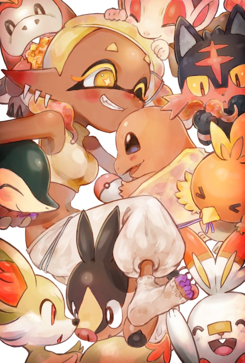 5_toes animal_humanoid anthro beak blush cephalopod cephalopod_humanoid charmander chimchar cyndaquil feet female fennekin feral fluffy fluffy_tail frye_(splatoon) fuecoco generation_1_pokemon generation_2_pokemon generation_3_pokemon generation_4_pokemon generation_5_pokemon generation_6_pokemon generation_7_pokemon generation_8_pokemon generation_9_pokemon group hi_res humanoid inkling litten marine marine_humanoid mollusk mollusk_humanoid nintendo one_tooth plum0o0 pokeball pokemon pokemon_(species) red_body red_eyes scorbunny splatoon splatoon_(series) splatoon_3 teeth tepig toes torchic video_games yellow_eyes