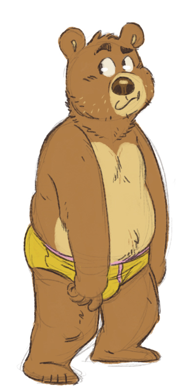 2022 anthro brown_body bulge clothing guaxraccoon humanoid_hands male mammal slightly_chubby solo underwear ursid