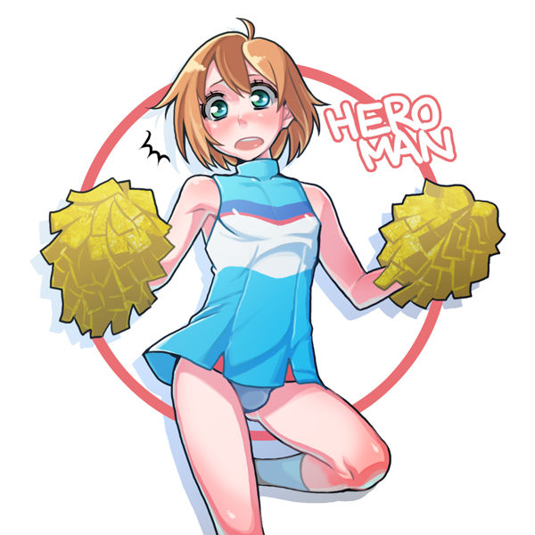 blonde_hair blue_eyes cheerleader crossdressing heroman joey_jones kuroshin male_focus otoko_no_ko panties pom_poms solo underwear