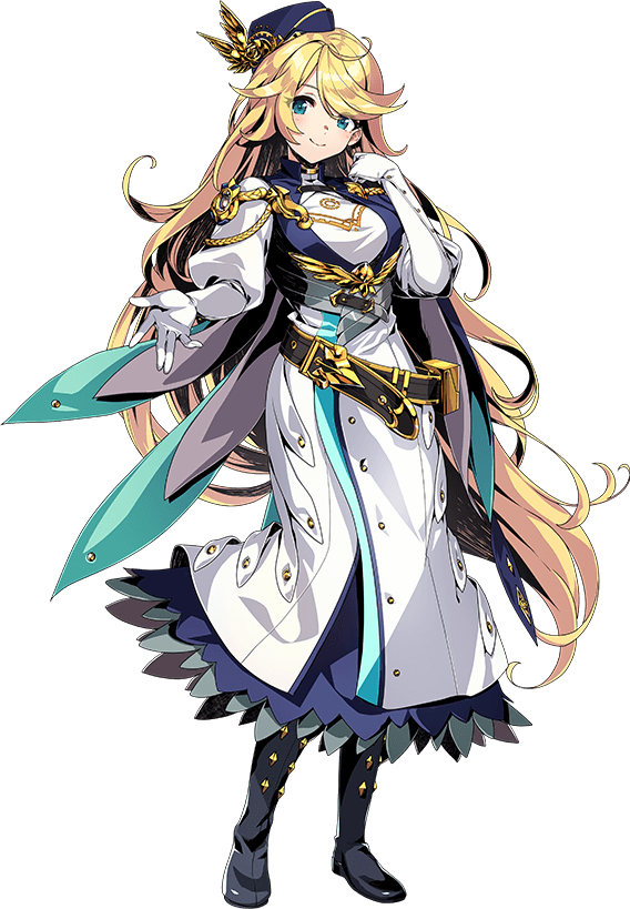 1girl artist_request belt blonde_hair blue_eyes boots closed_mouth duel_masters duel_masters_play's elbow_gloves elena_(duel_masters) gloves hat light_blush long_hair looking_at_viewer official_art simple_background smile solo very_long_hair white_background white_gloves