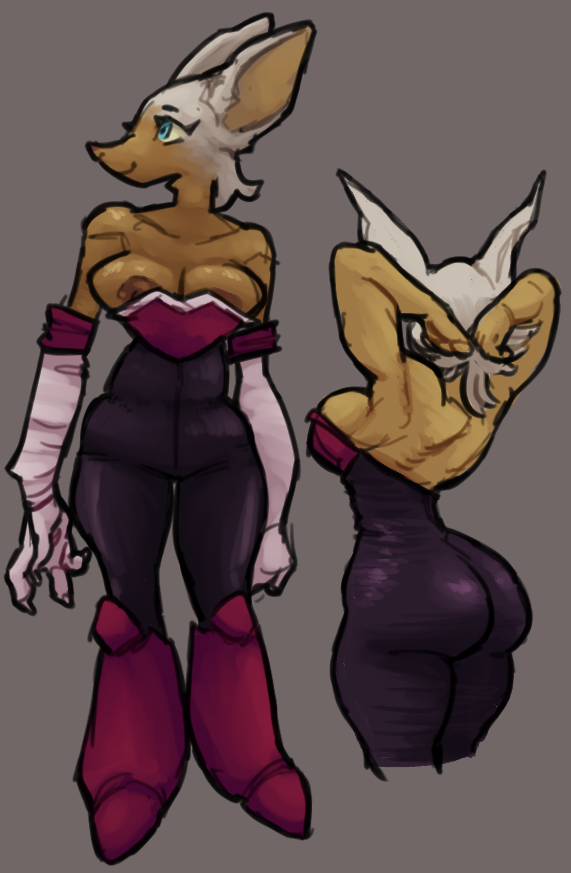 anthro armwear big_breasts big_butt bodysuit boots breast_squish breasts butt chiropteran claws cleavage cleavage_overflow clothed clothing elbow_gloves female footwear fur gloves handwear huge_butt humanoid legwear mammal mature_female md34 nipple_slip pointy_nose rouge_the_bat sega short_stack skinsuit sonic_the_hedgehog_(series) squish thick_thighs tight_clothing tights white_body white_fur wide_hips