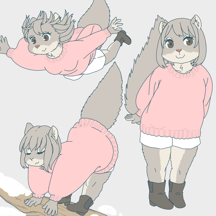 1:1 anthro boots clothed clothing ekaki510 female flying_squirrel footwear kemono mammal rodent sciurid solo sweater tail topwear