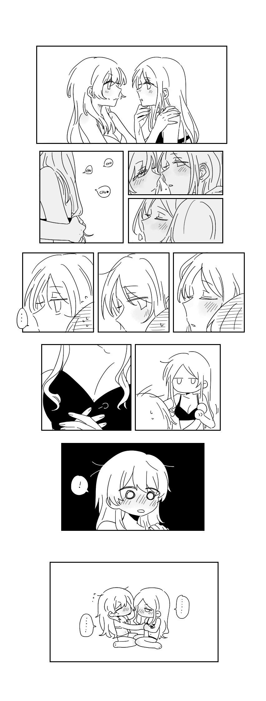 ... 2girls artist_request bang_dream! bang_dream!_it's_mygo!!!!! blush bra breasts chihaya_anon chinese_commentary cleavage closed_eyes closed_mouth commentary_request commission eye_contact flying_sweatdrops grabbing grabbing_another's_breast greyscale guided_breast_grab guiding_hand hand_on_another's_back highres kiss long_hair looking_at_another medium_breasts monochrome multiple_girls nagasaki_soyo parted_lips second-party_source spoken_ellipsis underwear underwear_only yuri
