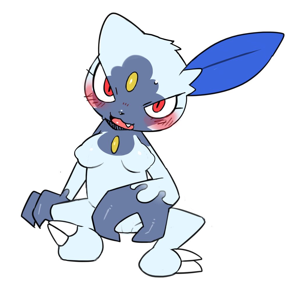 2022 blue_body blue_fur breasts claws digital_media_(artwork) fangs female front_view fur hisuian_form hisuian_sneasel looking_at_viewer medium_breasts nintendo nipples null pink_tongue pizademokttero pokemon pokemon_(species) red_eyes regional_form_(pokemon) semi-anthro simple_background solo toe_claws tongue video_games white_background