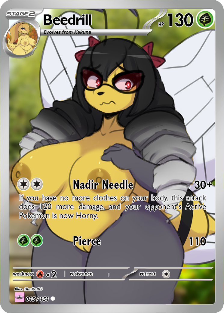 2024 accessory antennae_(anatomy) anthro areola beedrill big_breasts black_hair bow_ribbon breasts english_text eyebrows eyelashes eyewear female generation_1_pokemon genitals glasses grey_body hair hair_accessory hair_bow hair_ribbon hand_on_chest huge_breasts i_am_kat95 looking_at_viewer nintendo nipples nude pokemon pokemon_(species) pussy red_eyes ribbons slightly_chubby solo text thick_thighs wavy_mouth wide_hips wings yellow_body