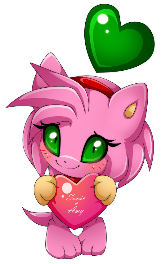 &lt;3 2015 3_toes accessory alpha_channel amy_chao biped blush chao_(sonic) character_chao digital_media_(artwork) english_text extra-fenix eyelashes feet female green_sclera hair headband humanoid looking_at_viewer paws pink_body pink_hair sega smile solo sonic_the_hedgehog_(series) text toes