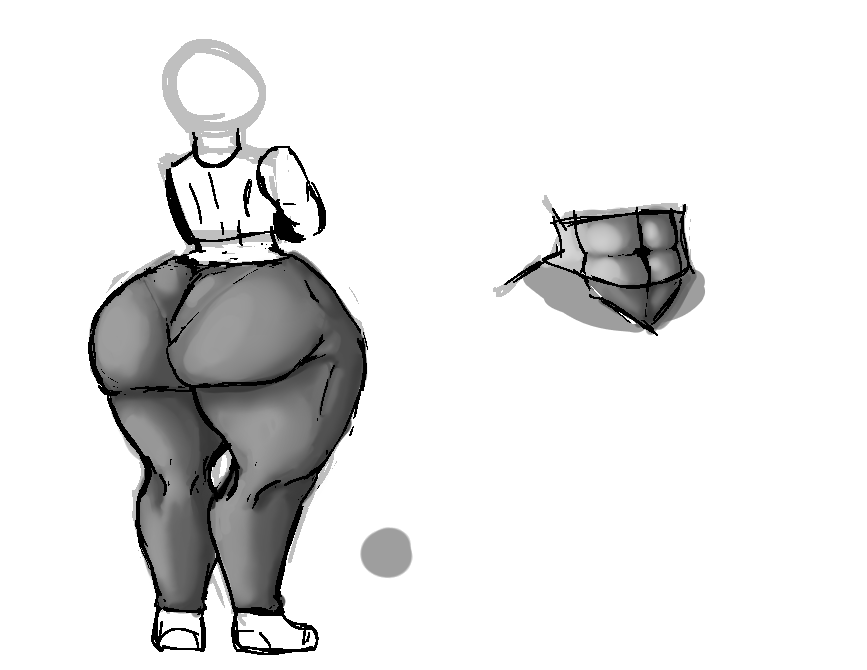 abs big_(disambiguation) bottomwear butt clothing doc002 hyper monochrome pants solo unknown_character unknown_species yoga