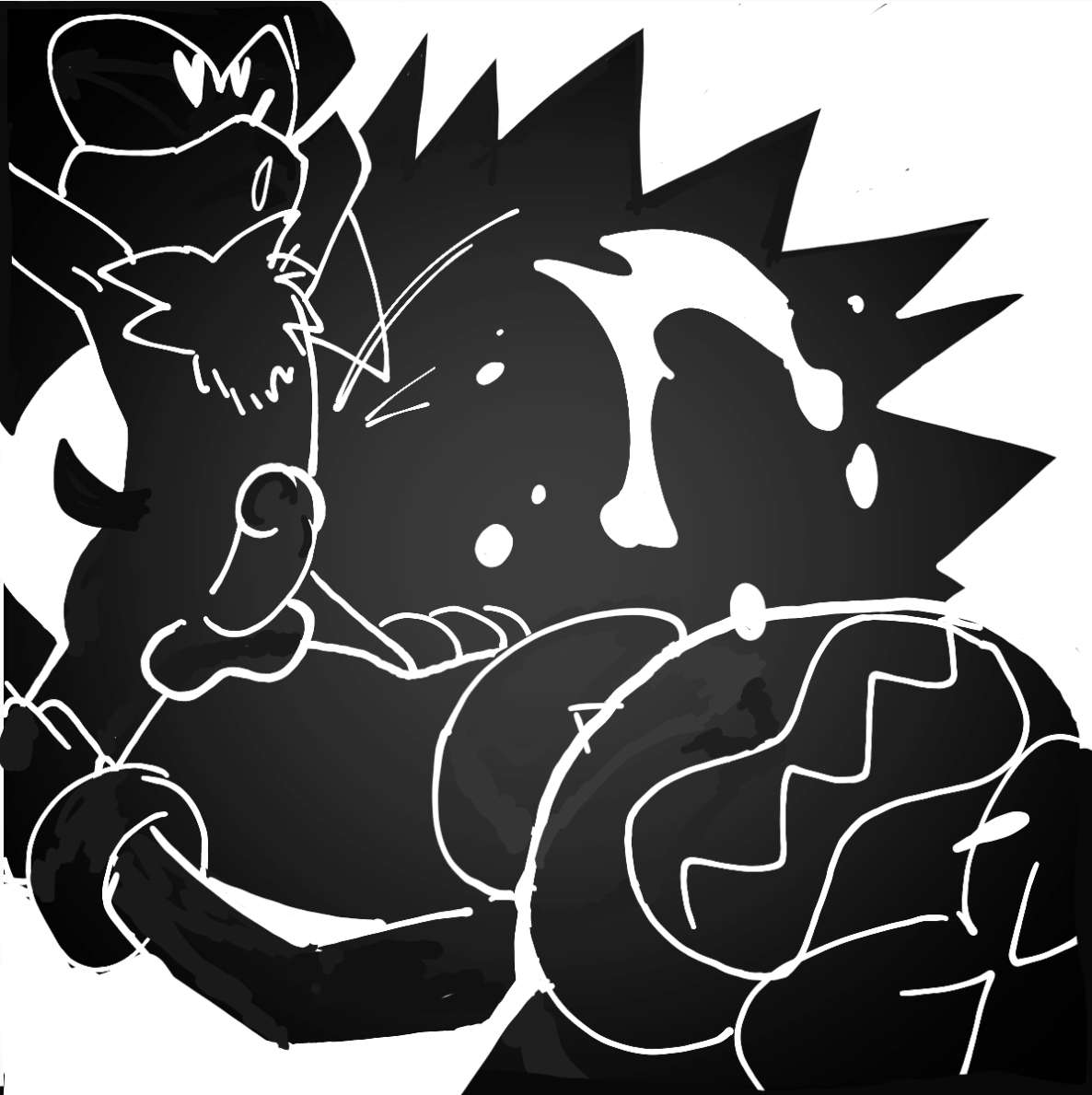 anonymous_artist cowgirl_position dragon duo ejaculation eulipotyphlan fan_character from_front_position hedgehog male male/male mammal monochrome on_bottom on_top power_bottom sega sex sonic_the_hedgehog_(series) theos_the_hedgehog
