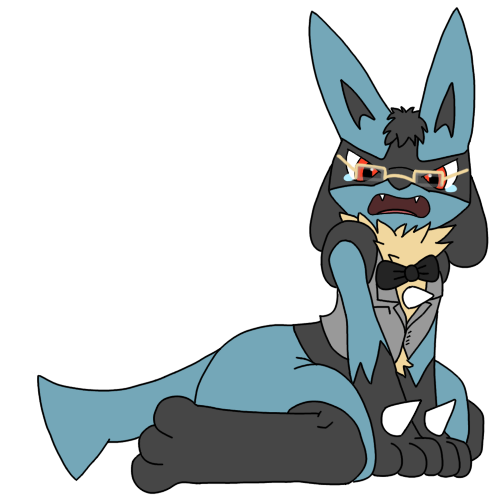 1:1 alpha_channel ambiguous_gender anthro eyewear generation_4_pokemon glasses jcfox lovely lucario luu nintendo pokemon pokemon_(species) simple_background solo spikes transparent_background video_games west