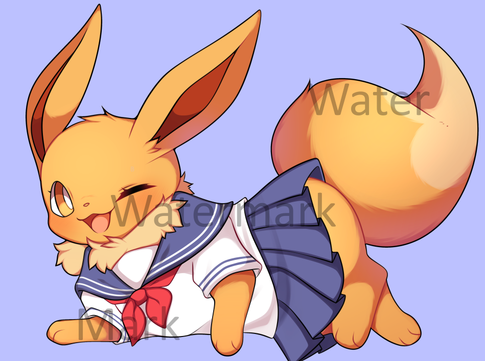 clothing draw_me_like_one_of_your_french_girls eevee eeveelution female feral generation_1_pokemon looking_at_viewer meme nintendo one_eye_closed pokemon pokemon_(species) sailor_uniform school_uniform seviyummy simple_background solo solo_focus uniform video_games watermark wink winking_at_viewer