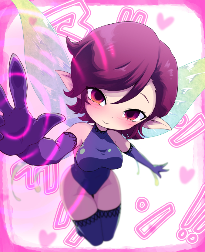atlus blue_clothing blue_gloves blue_handwear blue_one-piece_swimsuit breasts clothed clothing digital_media_(artwork) fairy female gloves hair handwear humanoid humanoid_pointy_ears insect_wings light_body light_skin megami_tensei nollety not_furry pixie pixie_(megami_tensei) purple_eyes purple_hair small_breasts solo video_games wings