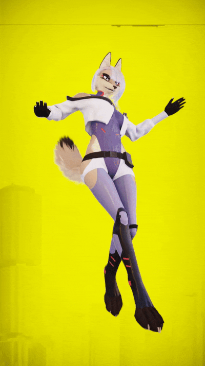 3d_(artwork) 3d_animation 3dart animated anthro canid canine canis claws clothed clothing cosplay cyberpunk cyberpunk_2077 cyberpunk_clothes cyberpunk_edgerunners digital_media_(artwork) female fox fur hair impreza lucy_(cyberpunk_egderunners) mammal multicolored_body outside pink_hair short_playtime simple_background solo tan_body tan_fur tridognait