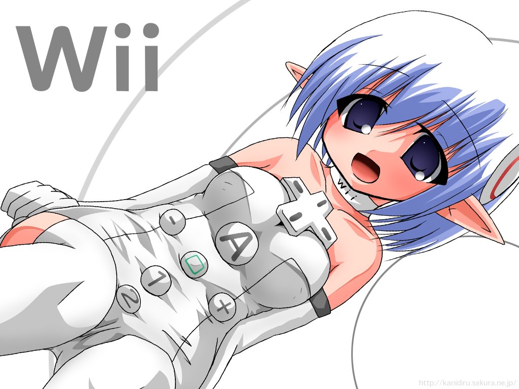 artist_request blue_eyes console nintendo personification thighhighs white_hair wii-tan