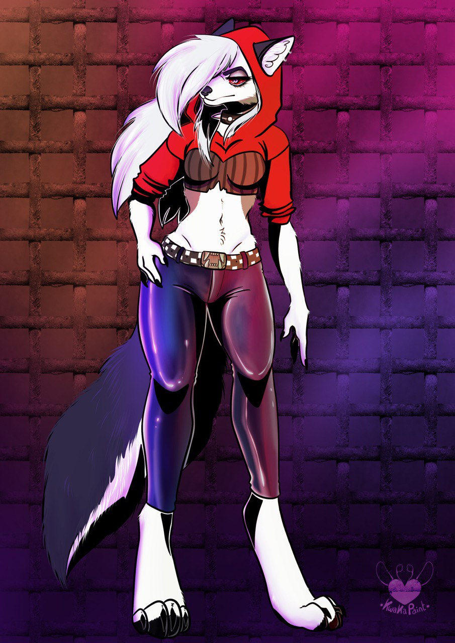 angry_eyes anthro canid canine canis clothing female helluva_boss hellwolf hi_res kwakapaint loona loona_(helluva_boss) mammal solo standing wolf