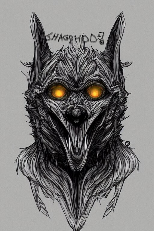 anthro bloodwolf_(wolf_shagohod) canid canine canis creepy evil_grin glowing glowing_eyes grey_background male mammal simple_background smile solo wolf wolf_shagohod