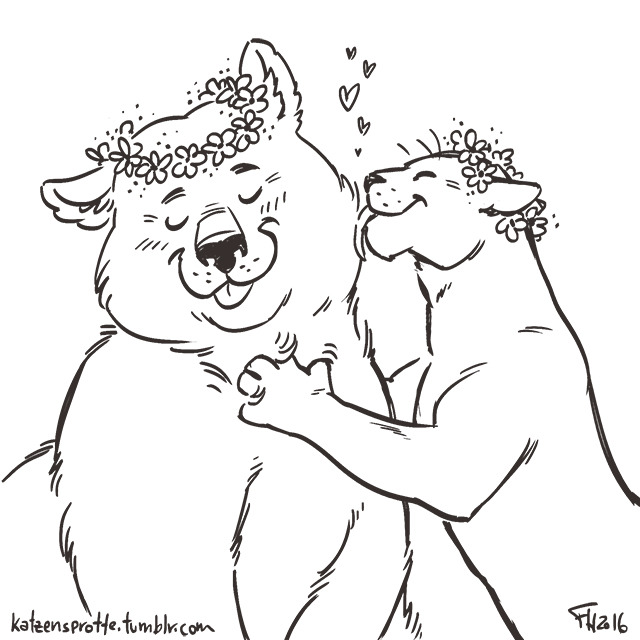 &lt;3 affectionate bagheera_(jungle_book) baloo black_eyebrows black_nose blush blush_lines cheek_lick disney duo eyebrows eyes_closed face_lick felid feral flower flower_accessory flower_crown flower_petals fluffy freckles happy holding_another holding_partner holding_person interspecies katzensprotte licking love male male/male mammal pantherine petals plant signature simple_background size_difference sketch sloth_bear smile standing the_jungle_book thick_eyebrows tongue tongue_out ursid ursine white_background