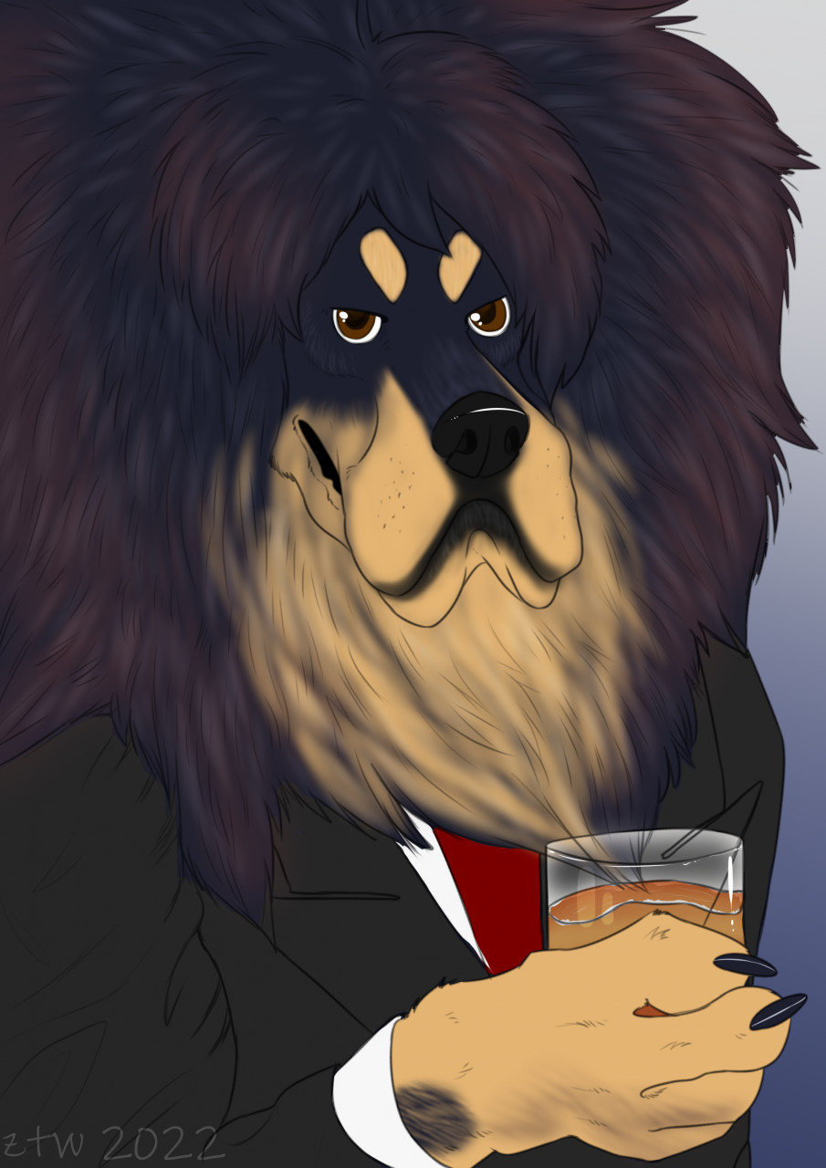 anthro bust_portrait canid canine canis domestic_dog fluffy fur hi_res icon livestock_guardian_dog magnate male mammal molosser mountain_dog pastoral_dog paws portrait solo tibet tibetan_mountain_dog zhekathewolf ztw2022