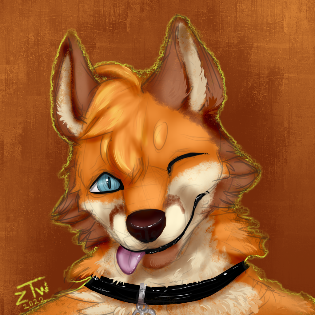 anthro blep canid canine caramel_(disambiguation) collar fox free gift goldrenard icon male mammal sketch solo tongue tongue_out zhekathewolf ztw2022