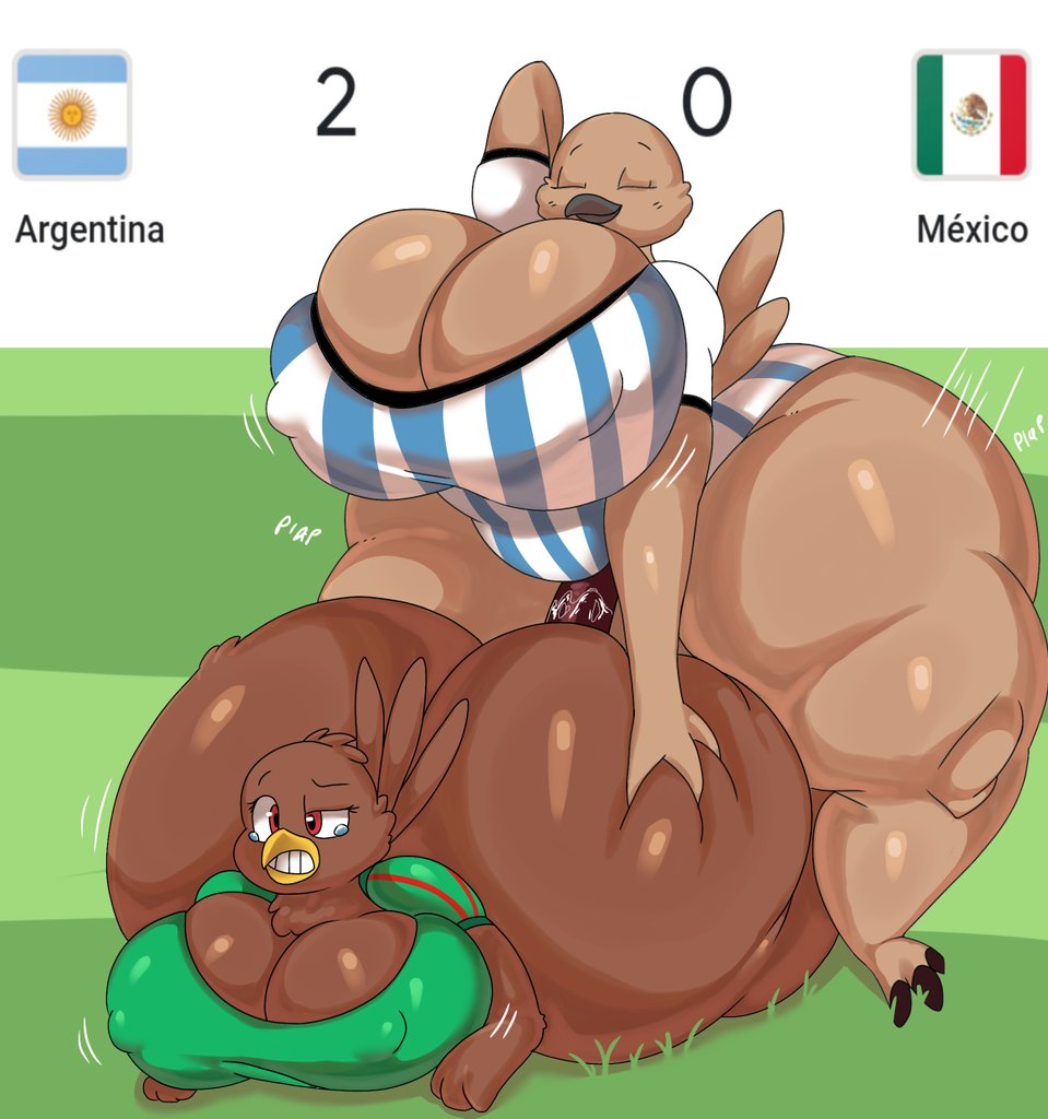 ambiguous_penetration anthro argentina argentine_flag avian beak big_breasts big_butt bird bottomless breasts brown_body brown_eyes butt butt_grab cleavage clenched_teeth clothed clothing duo english_text eyes_closed female female_penetrated flag gynomorph gynomorph/female gynomorph_penetrating gynomorph_penetrating_female hand_behind_head hand_on_butt huge_breasts huge_butt huge_thighs hyper hyper_breasts hyper_butt hyper_hips hyper_thighs intersex intersex/female intersex_penetrating intersex_penetrating_female johan_memoris lying mexican_flag mexico nipple_outline non-mammal_breasts on_front penetration sex shirt tan_body teeth text thick_thighs topwear