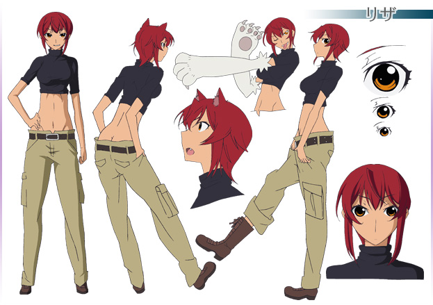 :o ;p animal_ears back bad_proportions bangs belt black_shirt boots breasts brown_footwear butt_crack cargo_pants character_name character_sheet claws closed_mouth crop_top cropped_legs fang from_behind from_side full_body gradient grey_pants grin groin hair_between_eyes hand_in_pocket hand_on_hip hand_up head_tilt high_heel_boots high_heels kaibutsu_oujo leaning_forward leg_lift legs_apart looking_at_viewer looking_to_the_side lowleg lowleg_pants medium_breasts midriff multiple_views navel official_art one_eye_closed open_mouth orange_eyes outstretched_arm pants pants_rolled_up paws pocket portrait profile red_hair riza_wildman sadakata_kikuko shirt short_hair short_sleeves sidelocks simple_background slender_waist smile standing standing_on_one_leg studded_belt surprised tongue tongue_out translated turnaround turtleneck upper_body white_background wolf_ears