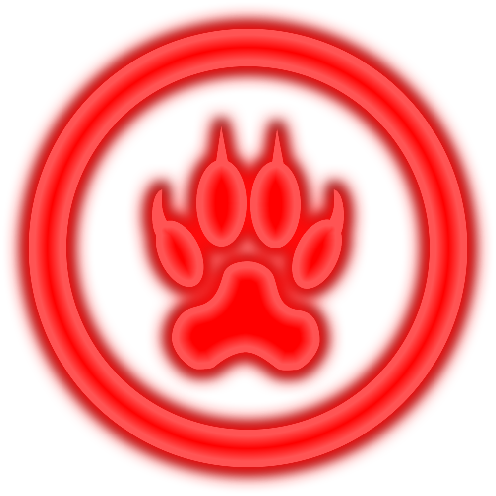 1:1 alpha_channel anthro border claws felid footprint glowing icon male mammal monochrome neon pantherine pawprint red_and_white ring tiger transparent_border