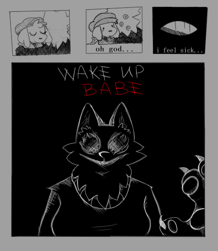 abduction anthro canid canine canis comic comic_panel creepy_smile dialogue_box dialogue_speech_bubble dog_boy(mevka) domestic_dog drugged drugging drugs duo embrace female fox fox_girl(mevka) hug kidnapping male male/female mammal mevka_(artist) monochrome size_difference smile substance_intoxication tired yandere